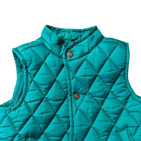 Janie & Jack Quilted Green Sleeveless Puffer Vest Snap Buttons & Pockets 12-18 m - Picture 4 of 7